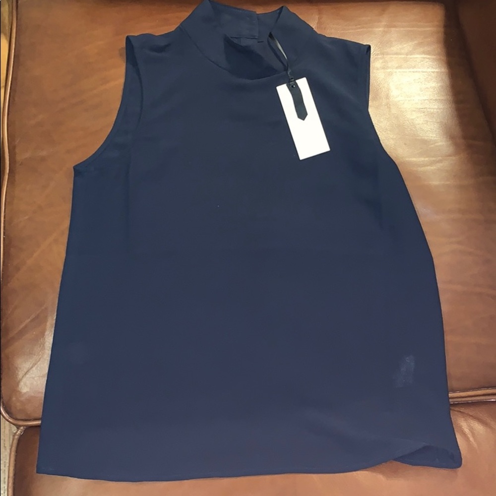 NWT Suistudio navy chiffon sleeveless blouse